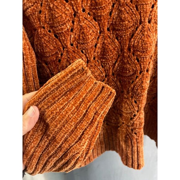 Rust‎ Orange Chenille Sweater By Moral Fiber Women’s Sz L - Picture 5 of 13